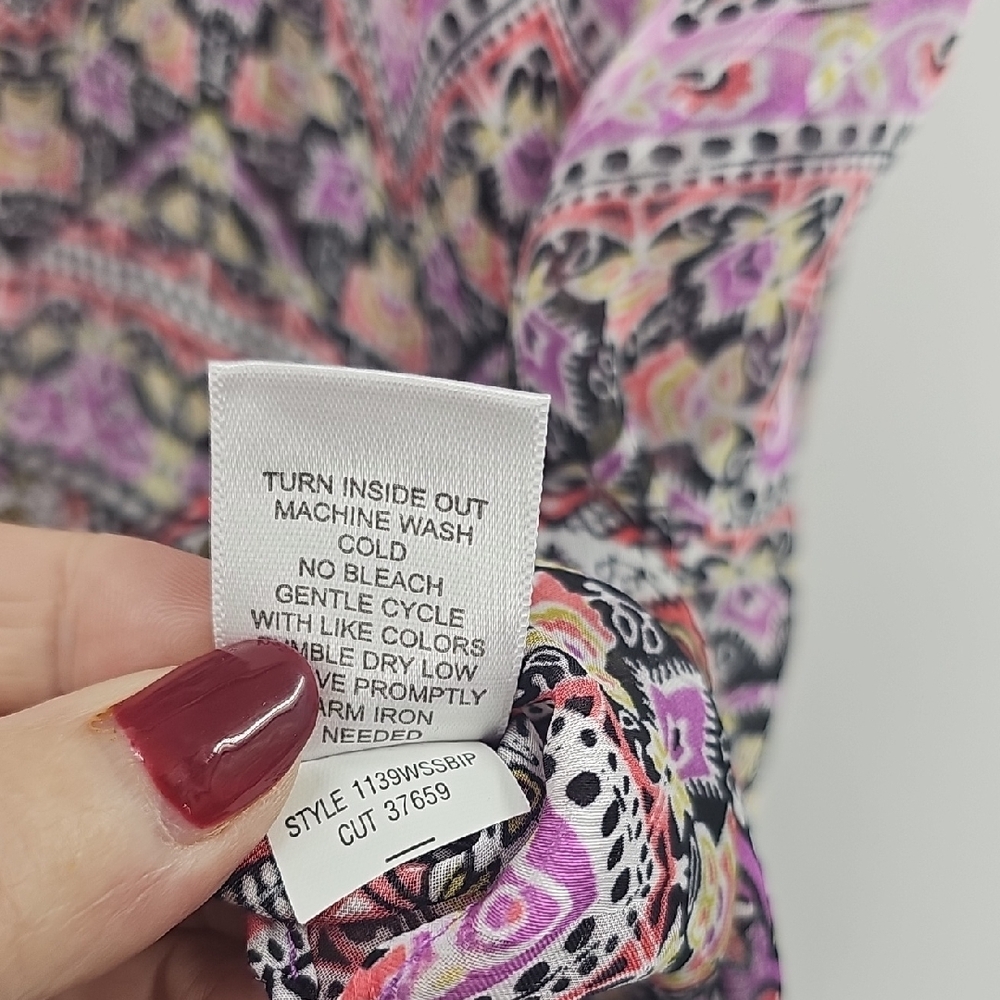 Roz & Ali Purple Multi-Pattern Peasant Blouse - Picture 8 of 8